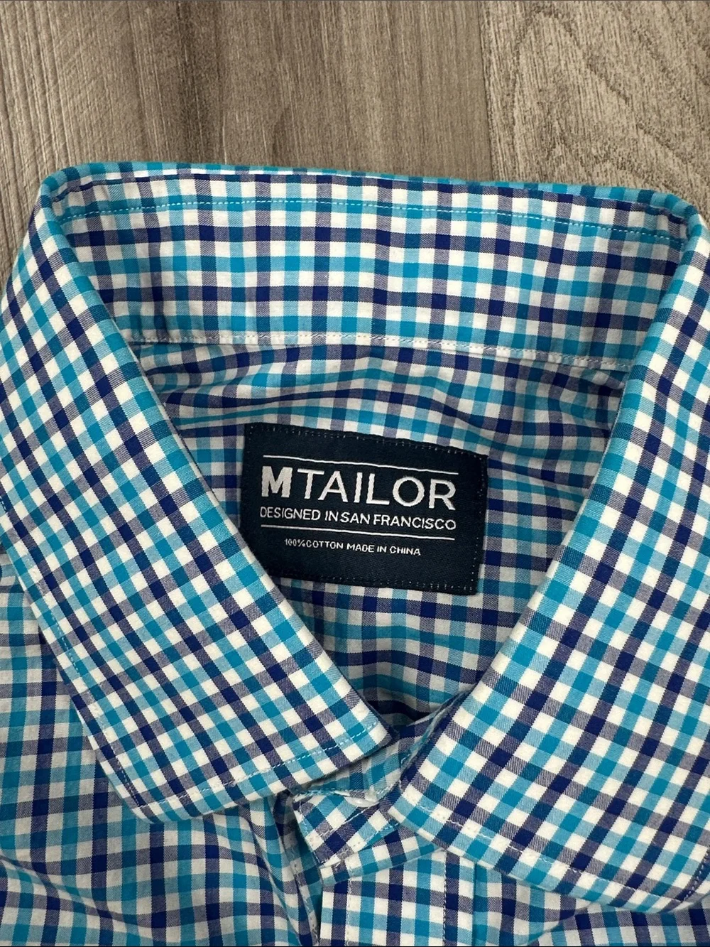 M Tailor Checkered Long Sleeve Button Down - Medium